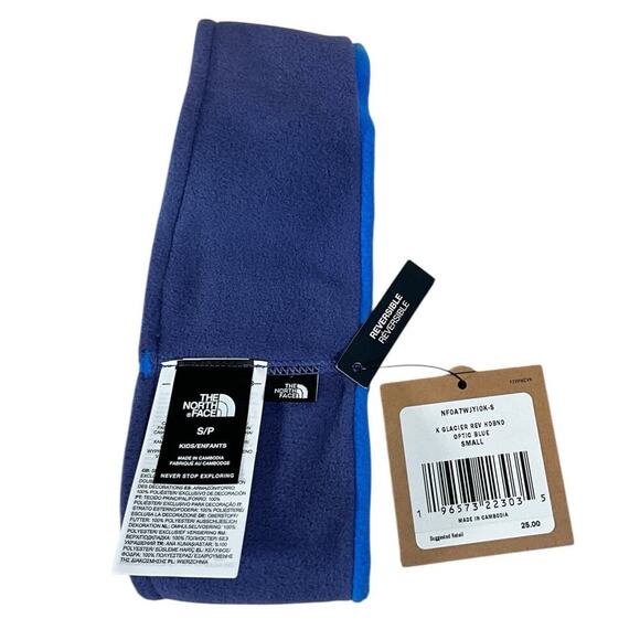 The North Face Kids Glacier Reversible Headband NWT Small Light Blue Gray Cozy - Picture 9 of 9